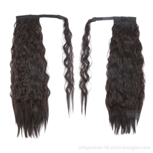 High temperature fiber health easy material ponytail long curly human hair